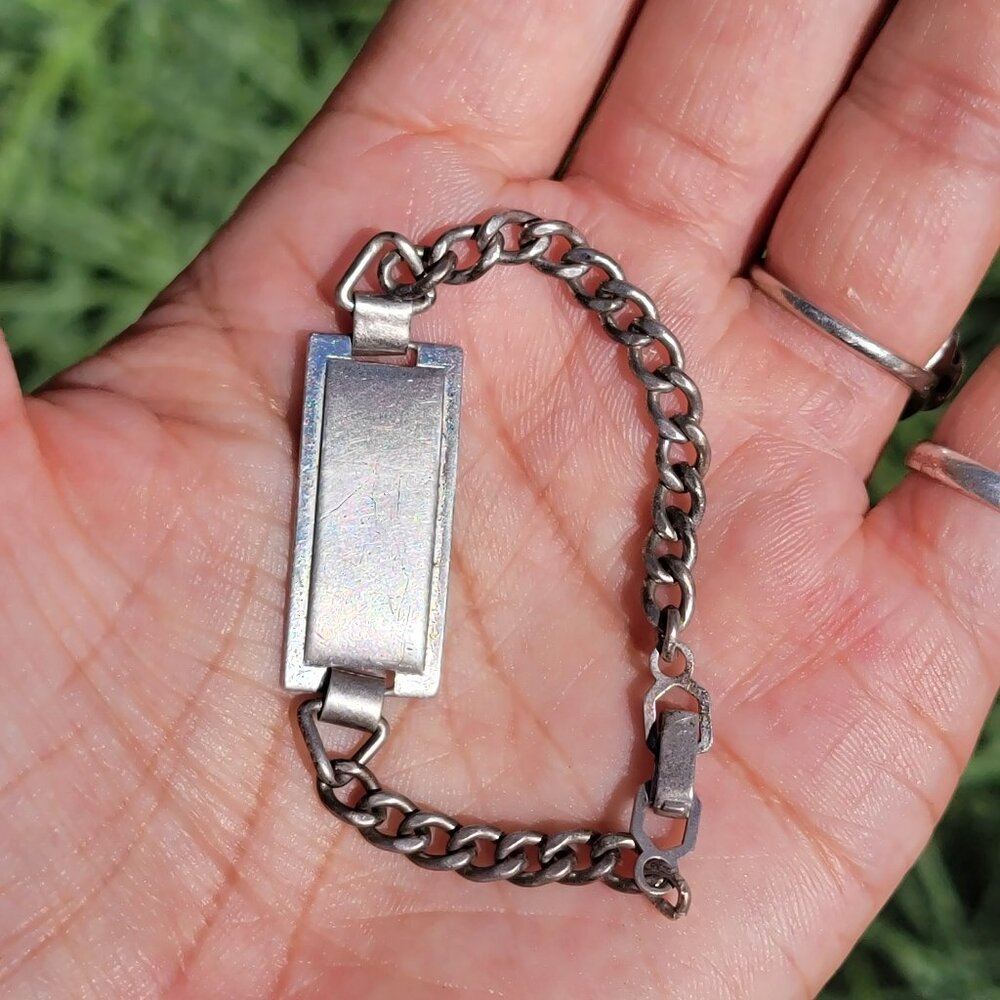 Vintage solid 925 sterling silver KESTENMADE curb chain ID engravable ID bracele